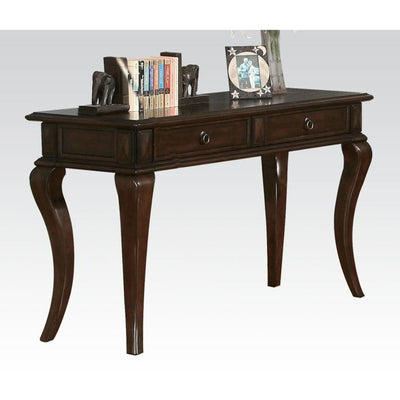 Transitional Style Wood and Metal Sofa Table with Drawers, Brown