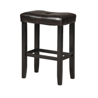 Polyurethane Upholstered Backless Bar Stool, Set Of Two, Brown and Black