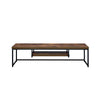 Rectangular Wood And Metal TV Stand With One Shelf, Brown And Black