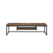 Rectangular Wood And Metal TV Stand With One Shelf, Brown And Black