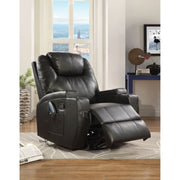 Contemporary Polyurethane Upholstered Metal Rocker Recliner with Swivel, Black