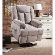 Contemporary Fabric Upholstered Metal Recliner with Power Lift, Gray