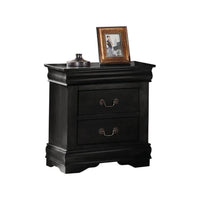 Wooden Nightstand with Two Drawers, Black