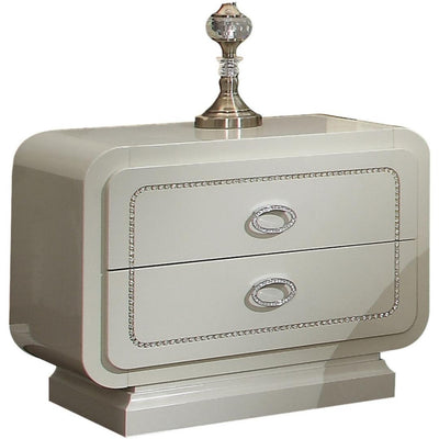 Wooden Nightstand with Two Drawers, Ivory