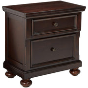 Traditional Style Wood and Metal Nightstand with 2 Drawers, Brown