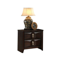 Transitional Style Wood Nightstand with 2 Drawers, Espresso Brown