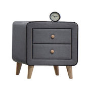 Transitional Style Wood and Fabric Upholstery Nightstand with 2 Drawers, Gray