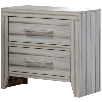 Transitional Style Wood Nightstand with 2 Drawers, White