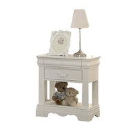 Wooden Nightstand With Two Drawers And Open Shelf, White