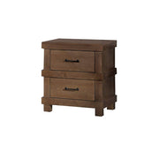 Two Drawer Nightstand With Metal Handle, Antique Oak