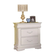 Wooden Three Drawer Nightstand With One Hidden Top Drawer, White