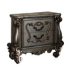 Two Drawer Nightstand With Oversized Scrolled Legs In Antique Platinum Finish