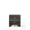 Wooden Two Drawer Nightstand With Bracket Legs, Gray