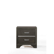 Wooden Two Drawer Nightstand With Bracket Legs, Gray