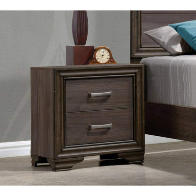 Two Drawer Nightstand With Scalloped Feet In Walnut Finish