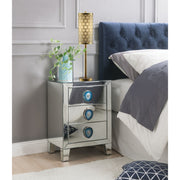 Wood & Mirror Nightstand with Faux Agate Knob, Silver