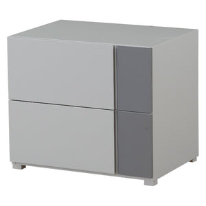 Rectangular Wooden Nightstand or End Table With Two Drawers, Gray
