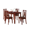 Transitional Style Wooden Dining Set with Grid Back Chairs, Pack of Five, Brown