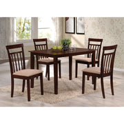 Wooden Dining Set with Slatted Back Chairs, Pack of Five, Brown