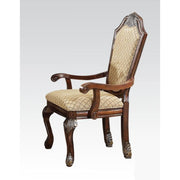 Traditional Style Wooden Arm Chair with Fabric Upholstery , Brown, Set of 2
