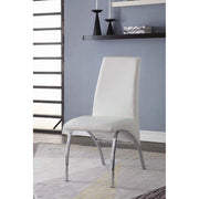 Polyurethane Upholstered Metal Side Chair, Set of Two, White and Silver