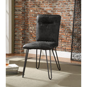 Faux Leather Upholstered Metal Side Chair with Hairpin Legs, Set of Two, Black
