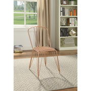 Set of Two Side Chairs with Spindle Style Back, Glossy Rose Gold