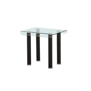 Tempered Glass Top End Table With Round Metal Feet In Black