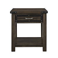 Wooden One Drawer And Bottom Shelf End Table, Rustic Brown