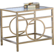 Glass Top End Table With Metal Base, Gold
