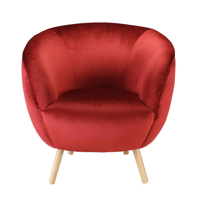 Transitional Style Wood Accent Chair with Fabric Upholstery, Red