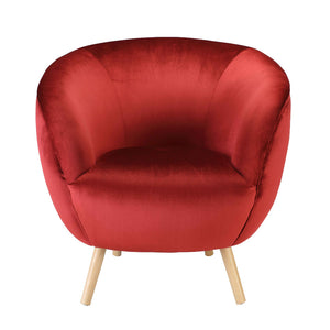 Transitional Style Wood Accent Chair with Fabric Upholstery, Red