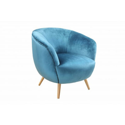 Transitional Style Wood Accent Chair with Fabric Upholstery,Teal Blue