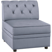 Traditional Style Velvet Modular Armless Chair with Tufting, Gray