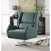 Faux Leather Upholstered Swivel Accent Chair with Metal Base, Green