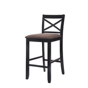 Wooden Bar Height Chair with Fabric Upholstered Seat, Black, Set of 2