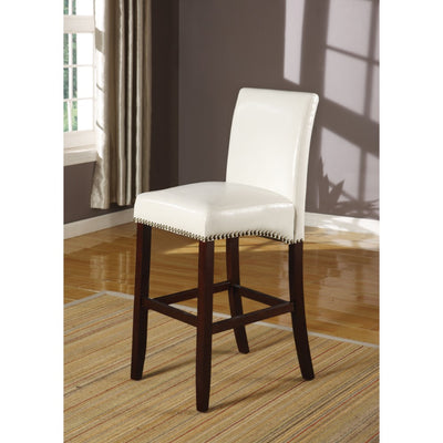 Bicast Leather Upholstered Wooden Bar Chair, Set Of Two, White And Brown