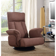 Fabric Upholstered Metal Swivel Game Chair with High Back, Brown