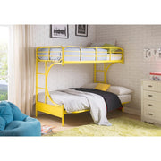 Contemporary Metal Twin Over Full Futon Bunk Bed with 2 Side Ladders, Yellow