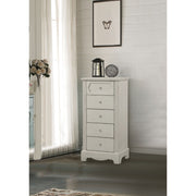 Traditional Style Wood and Metal Chest with 5 Drawers, White