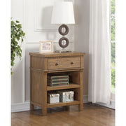 Transitional Wood and Metal Nightstand with 1 Drawer and 2 Shelves, Brown