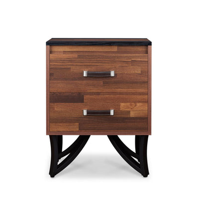Square Nightstand or End Table With 2 Drawers, Brown and Black
