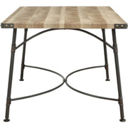 Industrial Style Rectangular Wood and Metal Dining Table, Brown and Gray