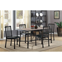 Rectangular Wood and Metal Dining Table in Industrial Style, Black and Brown