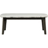 Transitional Style Rectangular Marble and Wood Coffee Table, Gray and White