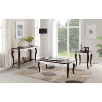 Traditional Style Rectangular Wooden Coffee Table, Brown and White