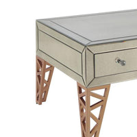 Modern Rectangular Metal and Mirror Coffee Table With 3 Drawers, Silver and Gold