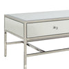 Modern Style Rectangular Metal and Mirror Coffee Table with 2 Drawers, Silver