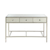 Rectangular Wood and Mirror Finish Sofa Table with 3 Drawers, Silver