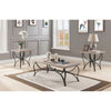 Rectangular Wood and Metal Coffee End Table Set, Gray and Black, Pack of 3